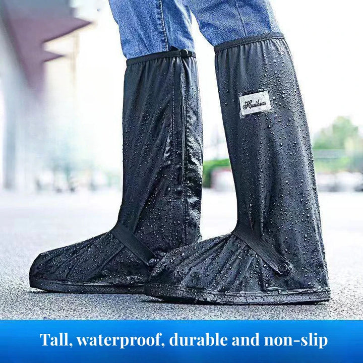 Black Waterproof High Top Rain Boot Covers Five4You