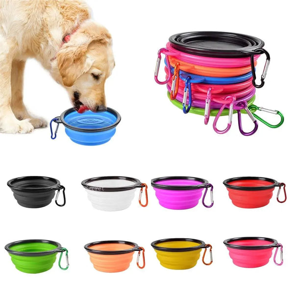 Collapsible Silicone Dog Bowl with Carabiner Five4You