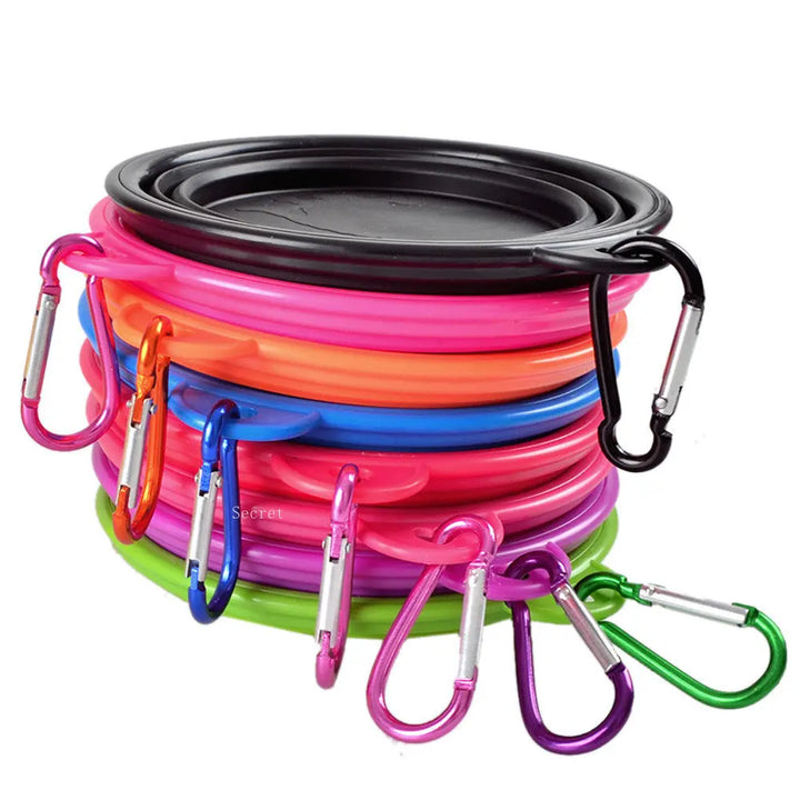 Collapsible Silicone Dog Bowl with Carabiner Five4You