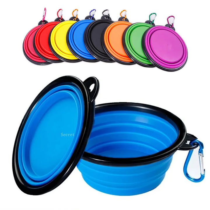 Collapsible Silicone Dog Bowl with Carabiner Five4You