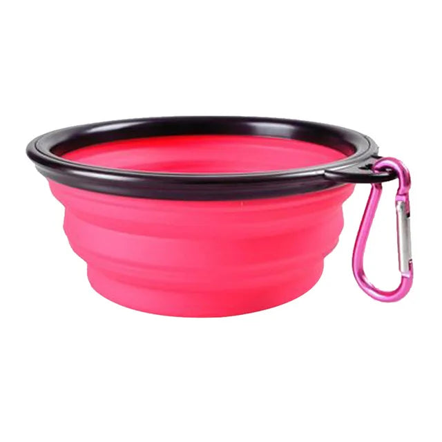 Collapsible Silicone Dog Bowl with Carabiner Five4You