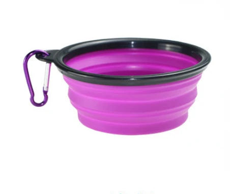 Collapsible Silicone Dog Bowl with Carabiner Five4You