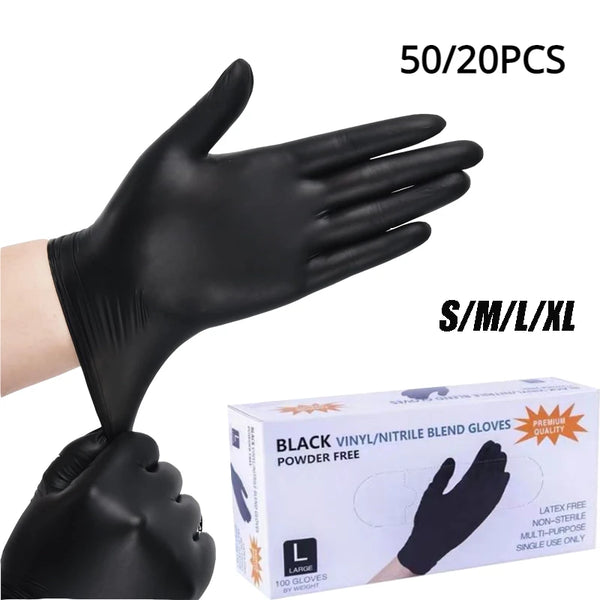 Disposable Black Nitrile Gloves: Waterproof, Durable, Latex-Free Five4You