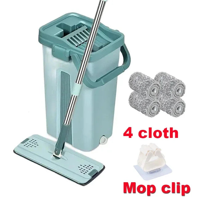 Flat Squeeze Mop with Bucket: Hands-Free Floor Cleaning Five4You