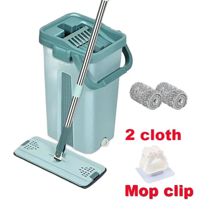 Flat Squeeze Mop with Bucket: Hands-Free Floor Cleaning Five4You