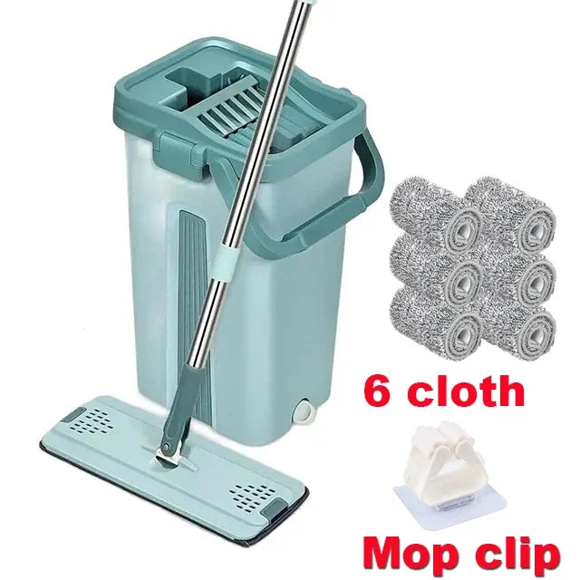 Flat Squeeze Mop with Bucket: Hands-Free Floor Cleaning Five4You